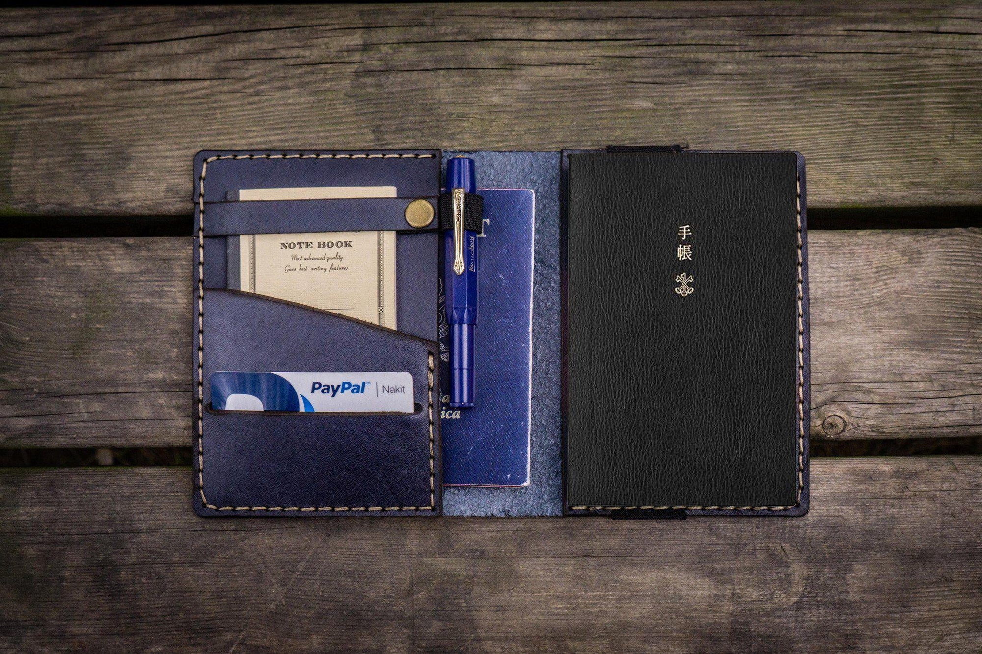 Leather Hobonichi Techo (A6) Planner Cover - Navy Blue - Galen Leather