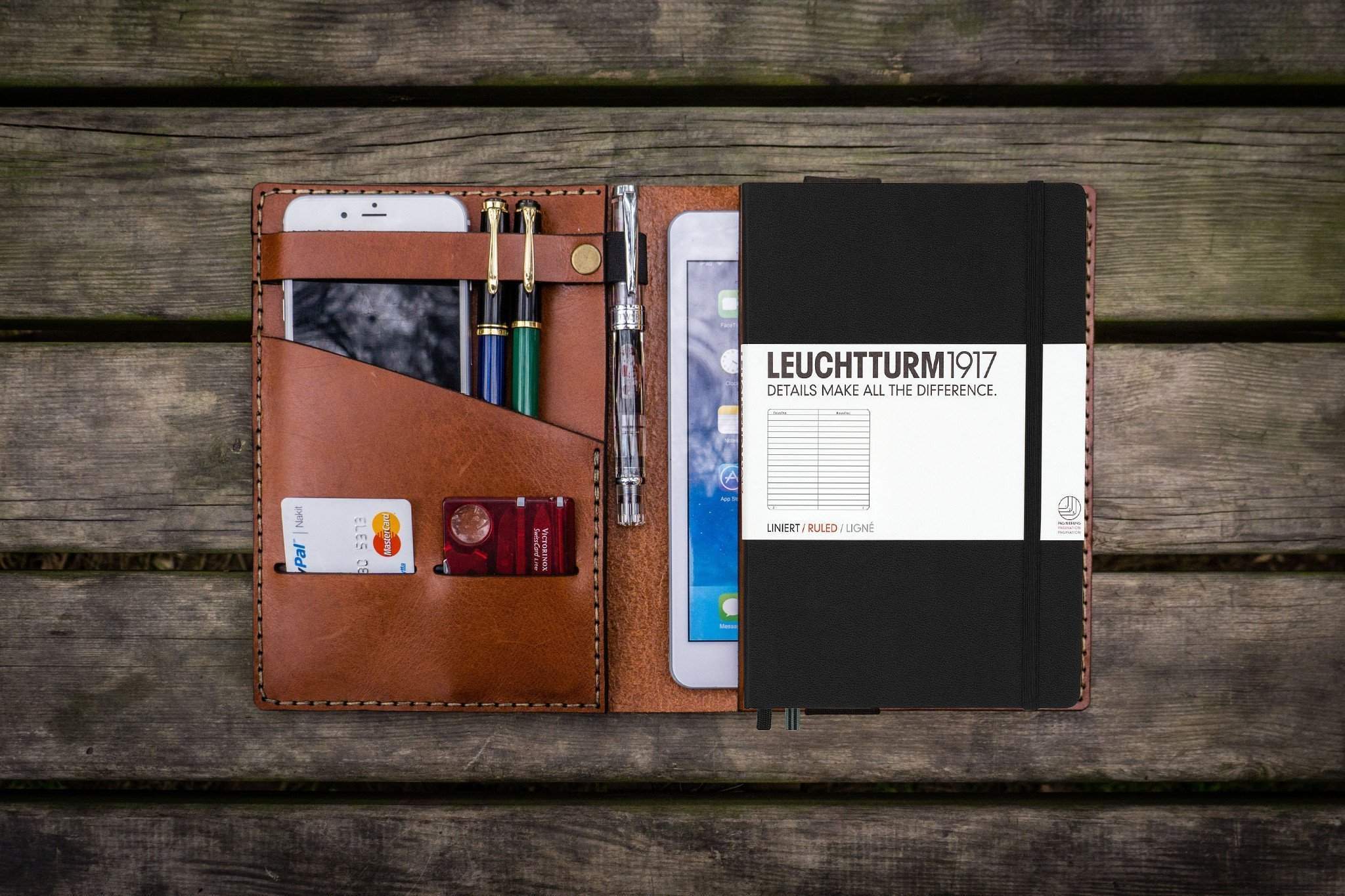 Echt niet B olie twee Leather Leuchtturm1917 A5 Notebook Cover - Brown - Galen Leather