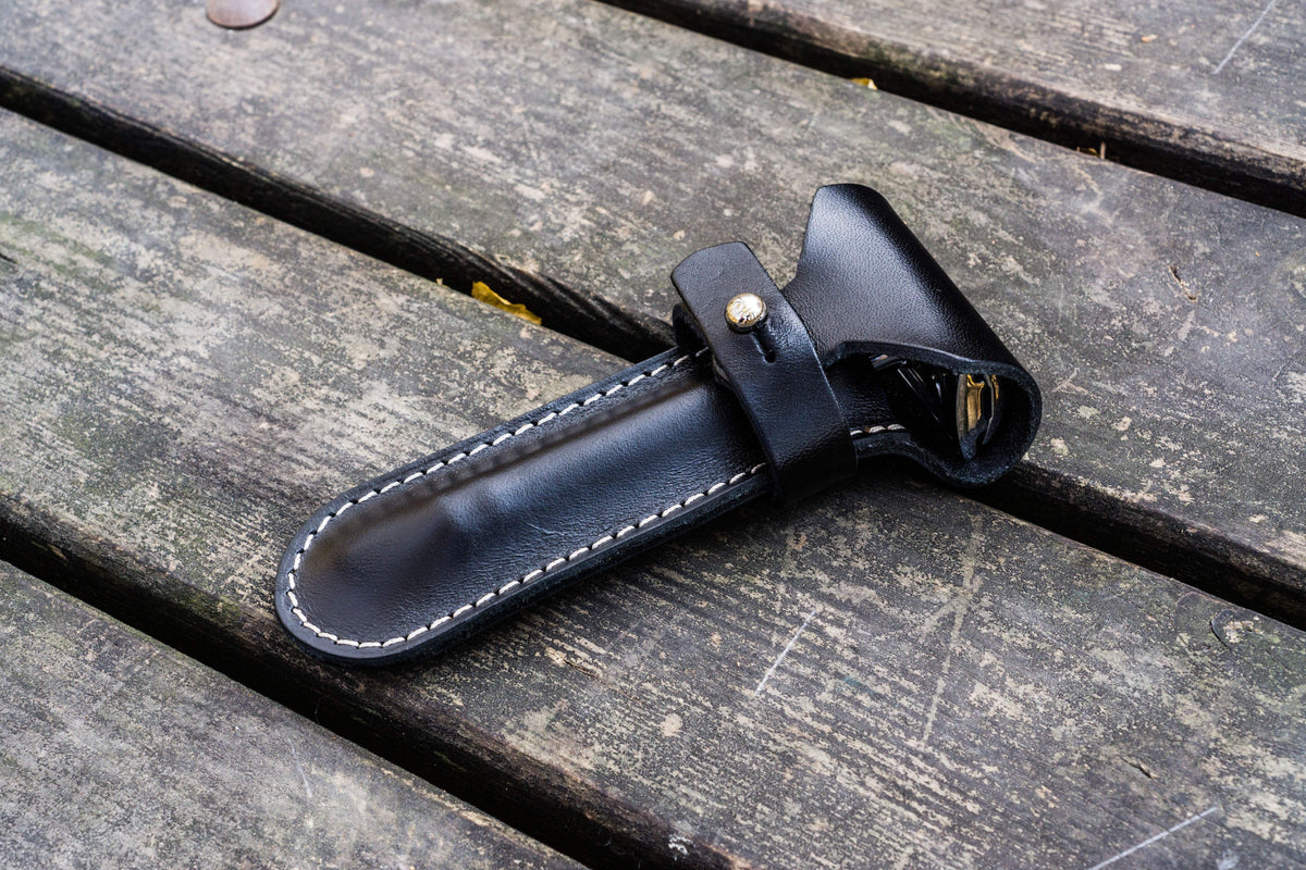 100% Handmade Leather Safety Razor Case - Black - Galen Leather