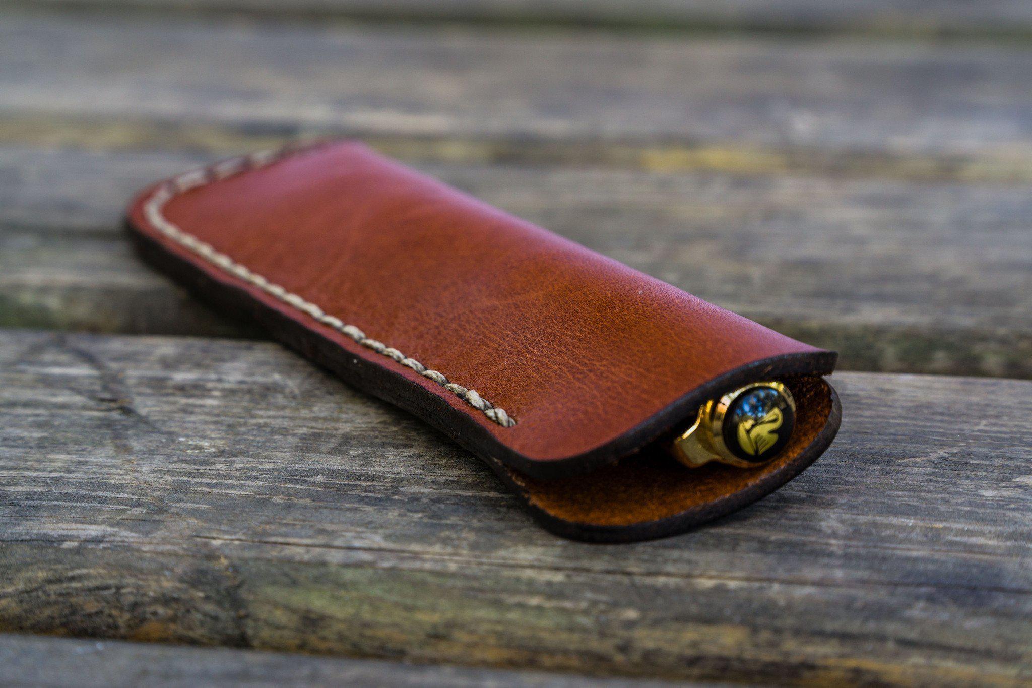 Leather Single Fountain Pen Case/Pen Pouch - Brown - Galen Leather