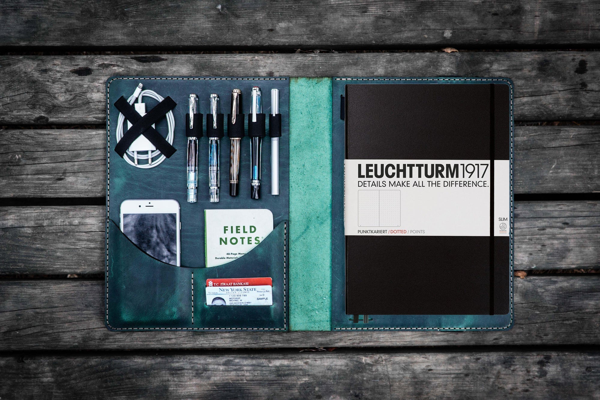 Leather Leuchtturm1917 A5 Notebook Cover - Crazy Horse Forest Green