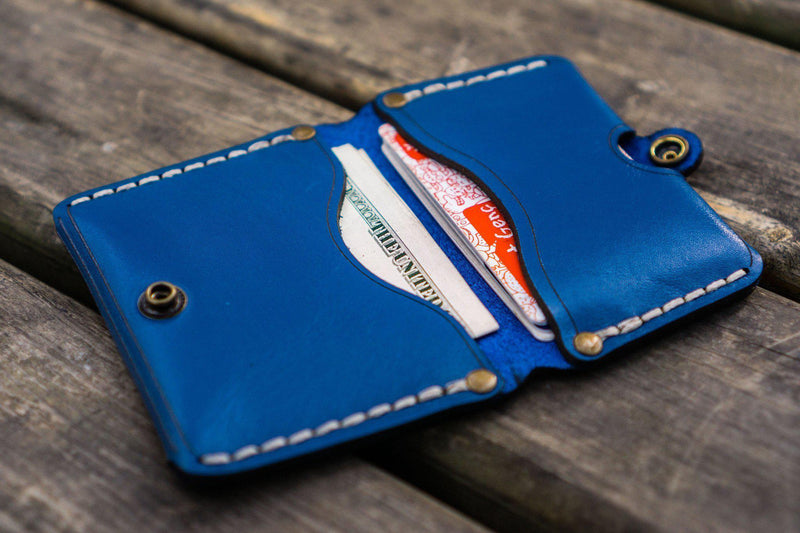 No.38 Personalized Minimalist Handmade Leather Wallet - Blue - Galen ...