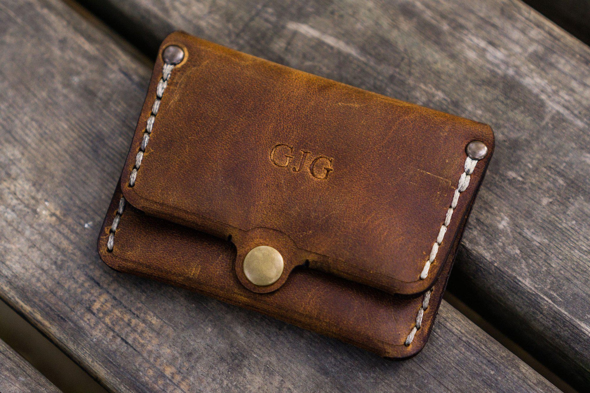 No.48 Personalized Handmade Leather Wallet - Brown - Galen Leather