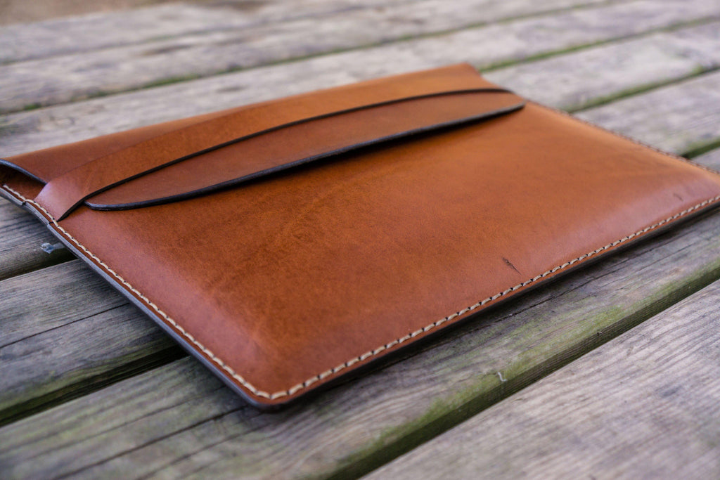 Personalized Leather MacBook Sleeves - Brown - Galen Leather
