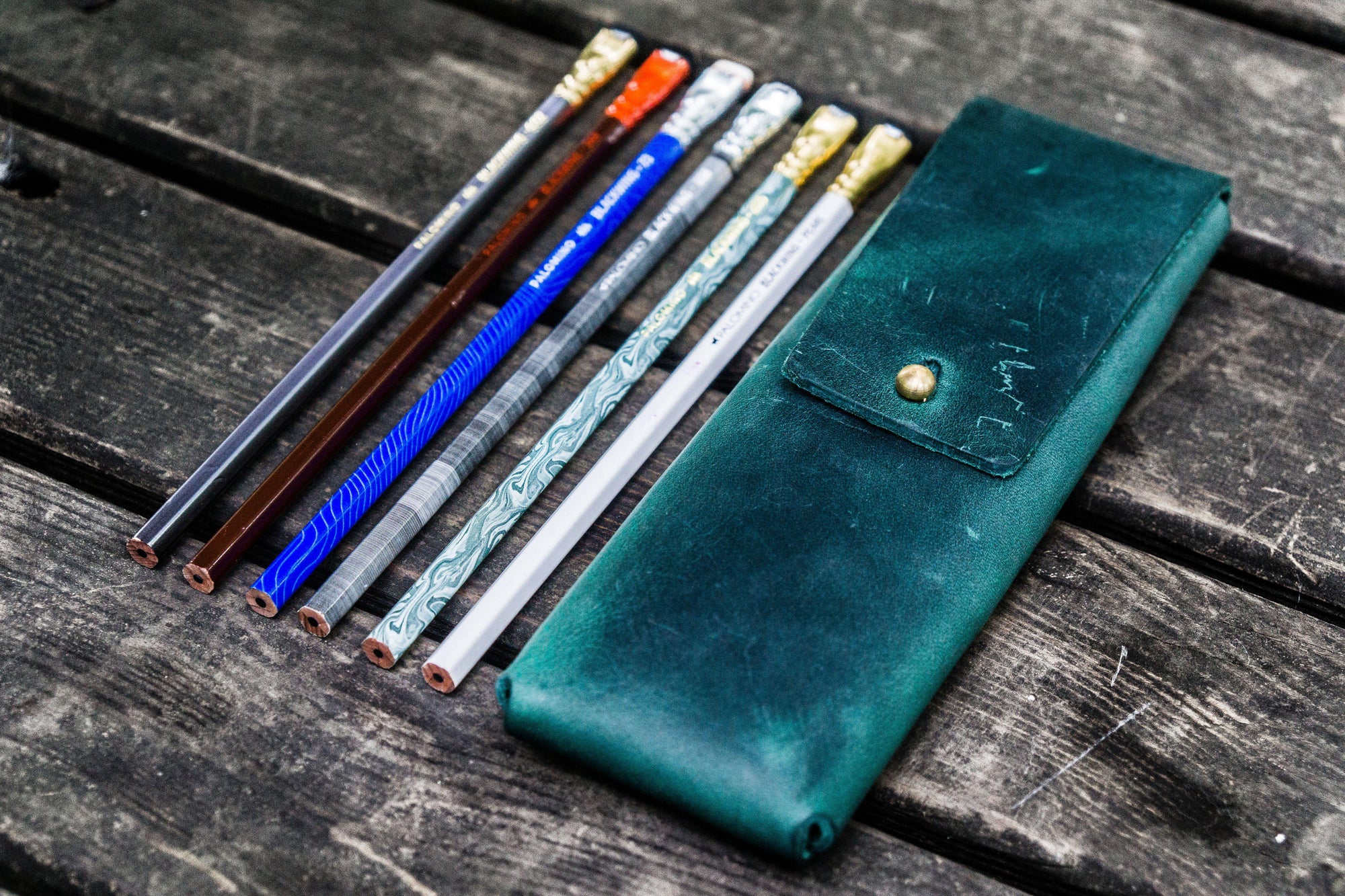 Charcoal Leather Pencil Case for Blackwing Pencils - Galen Leather