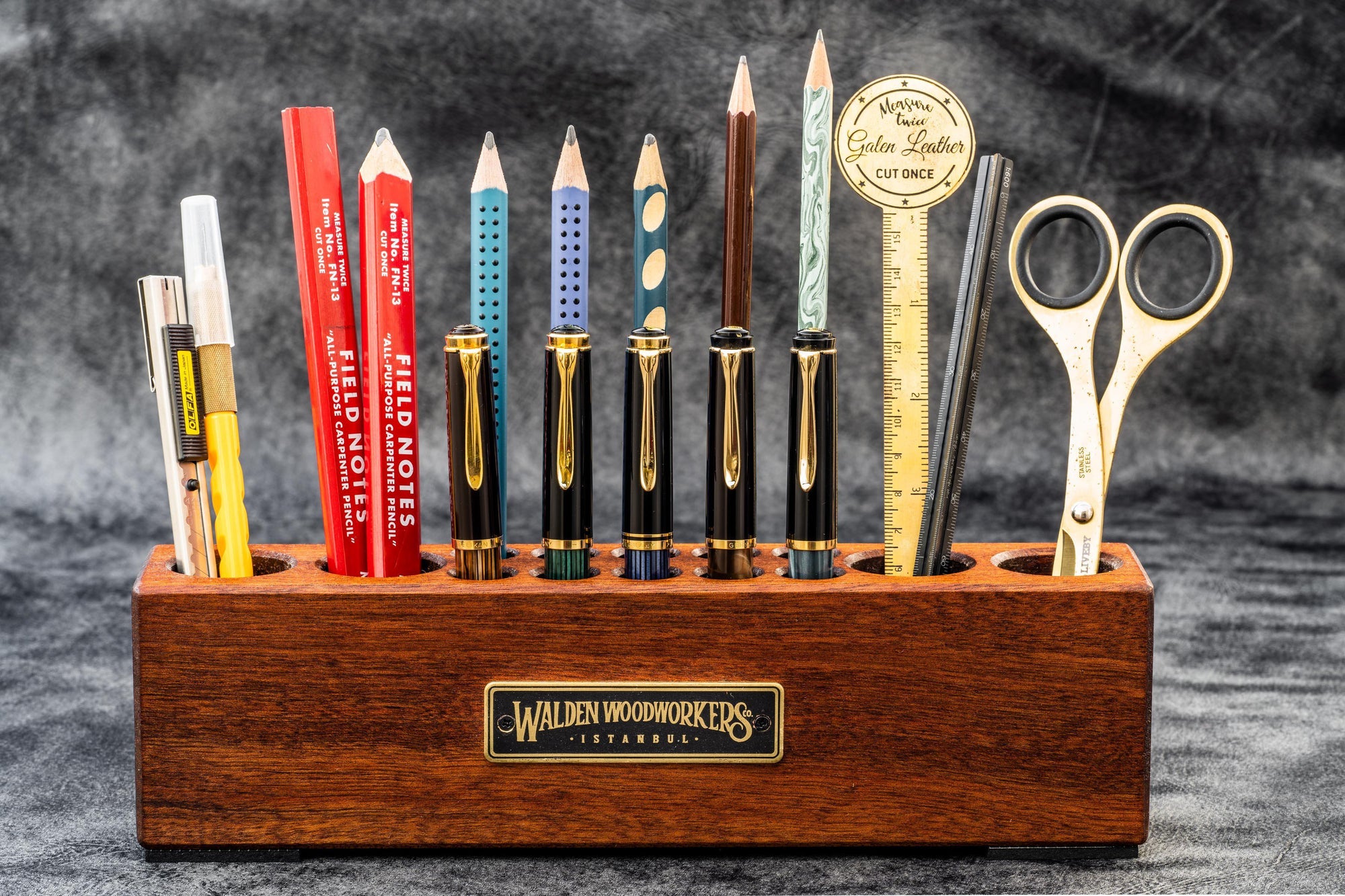 MB Luxury Pen Box Storage Organizer Wood Display 6 Pens Collector