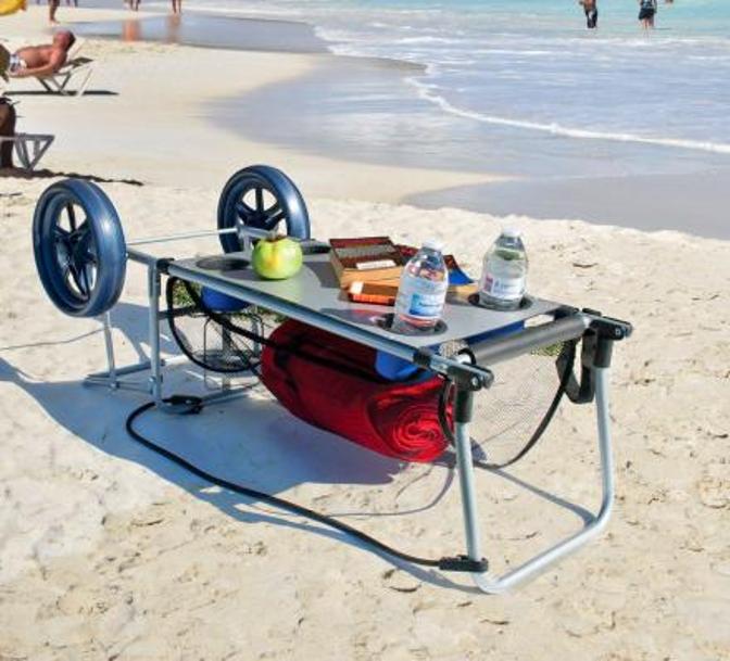 2 In 1 Beach Wagon Turns Into A Two Person Beach Chair Table An Umbrel Hazzss