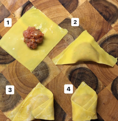 Envelope Style Wonton Wrapper Technique 