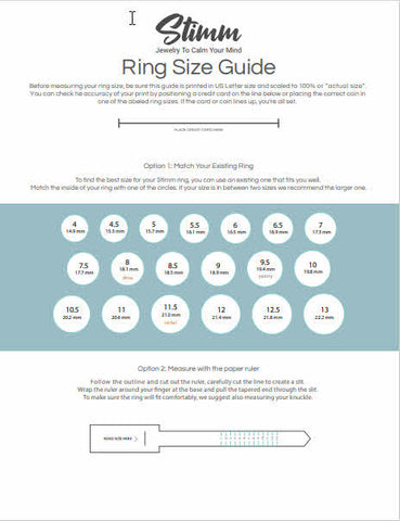 Fidget ring sizing guide