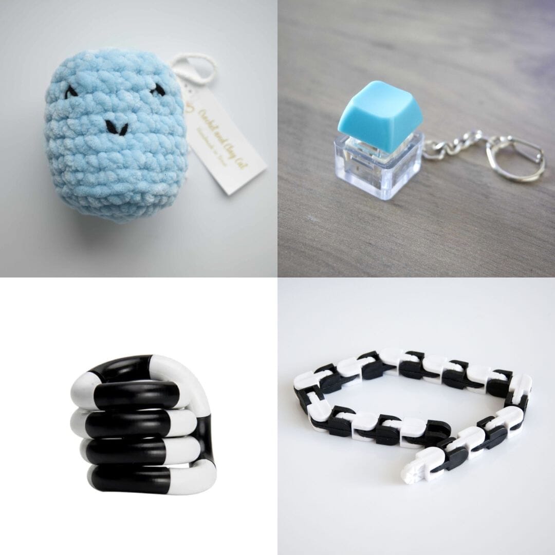 Stress Mallow Squishy by Crochet and Clay Cat + Fidgets Bundle