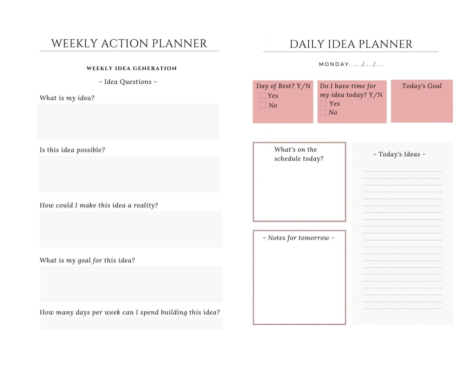 Printable Daily & Weekly Idea Planner for Autistic Adults The Autistic