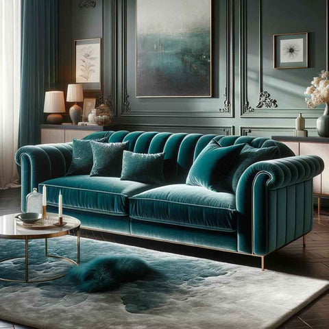 Teal Velvet Sofa