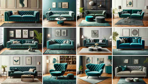 Teal Velvet Sofa