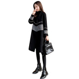 2021 Fashion Off Season Black Tweed Coat Women's Middle Length New Thousand Bird Check Hepburn Woolen Coat Autumn And Winter