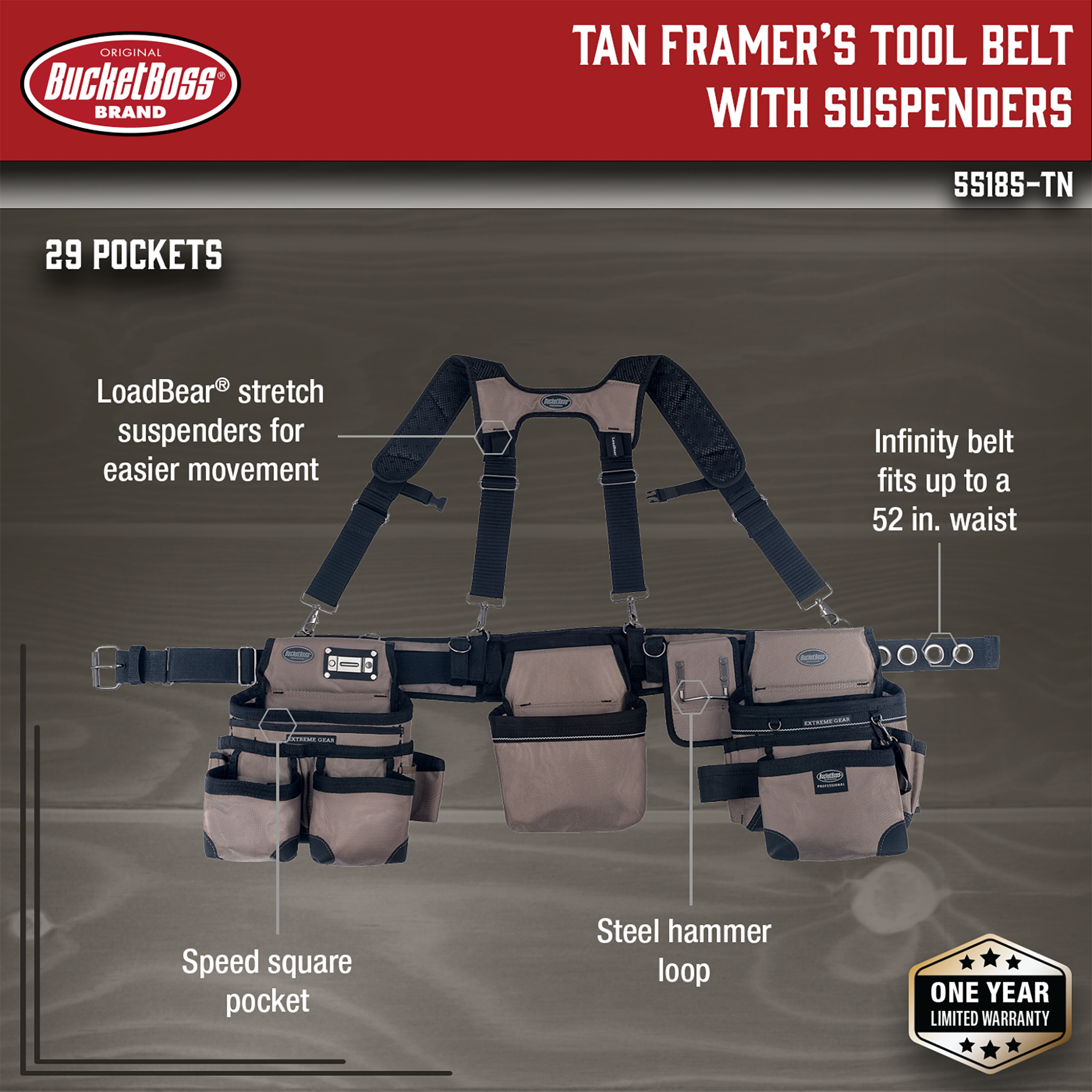 Framer's Tool Belt with Suspenders
