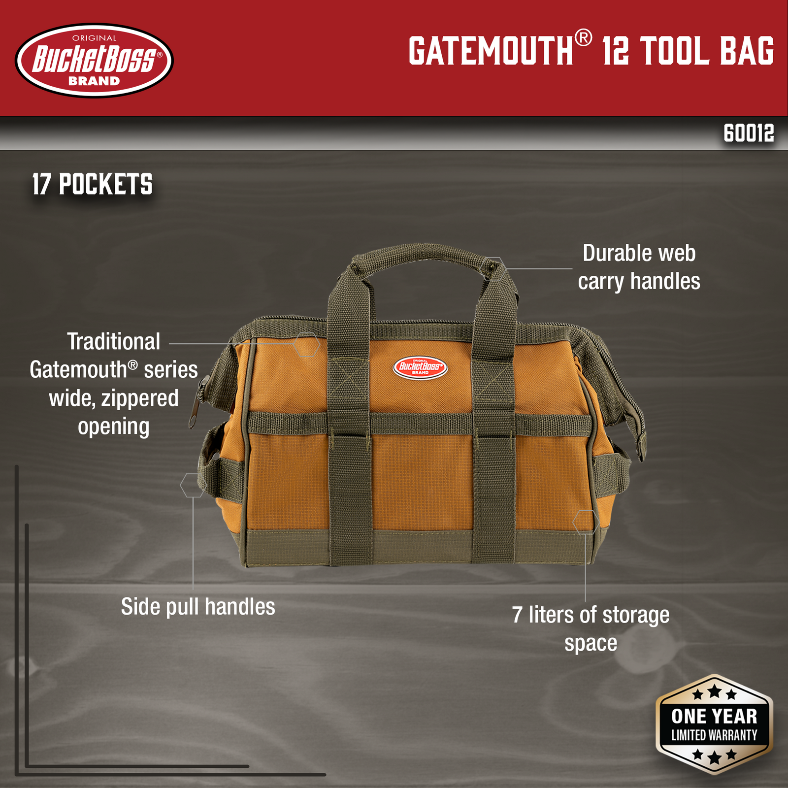Bucket Boss 60016 Gatemouth 16 Tool Bag