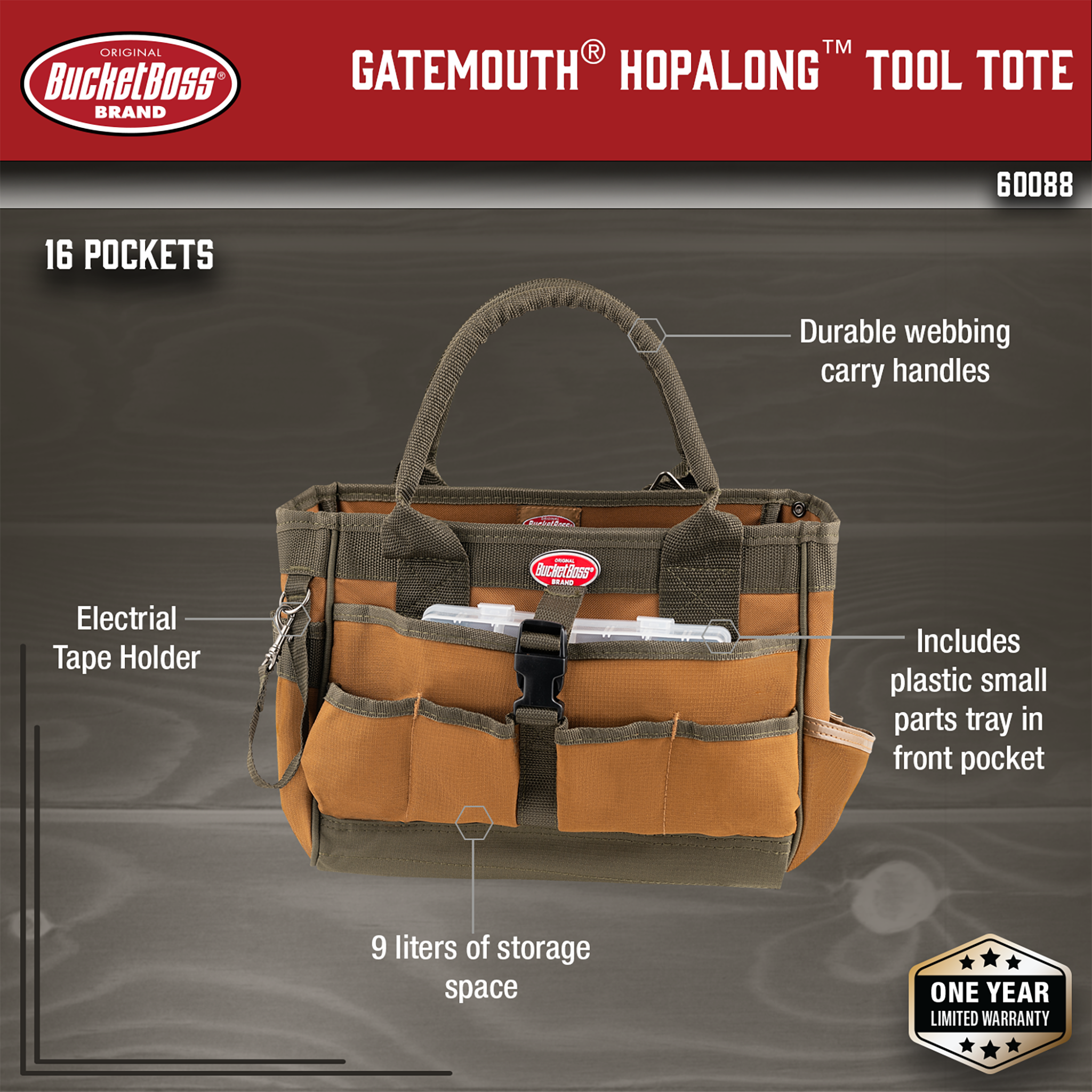 Bucket Boss 70012 Gatemouth Hard Tool Tote