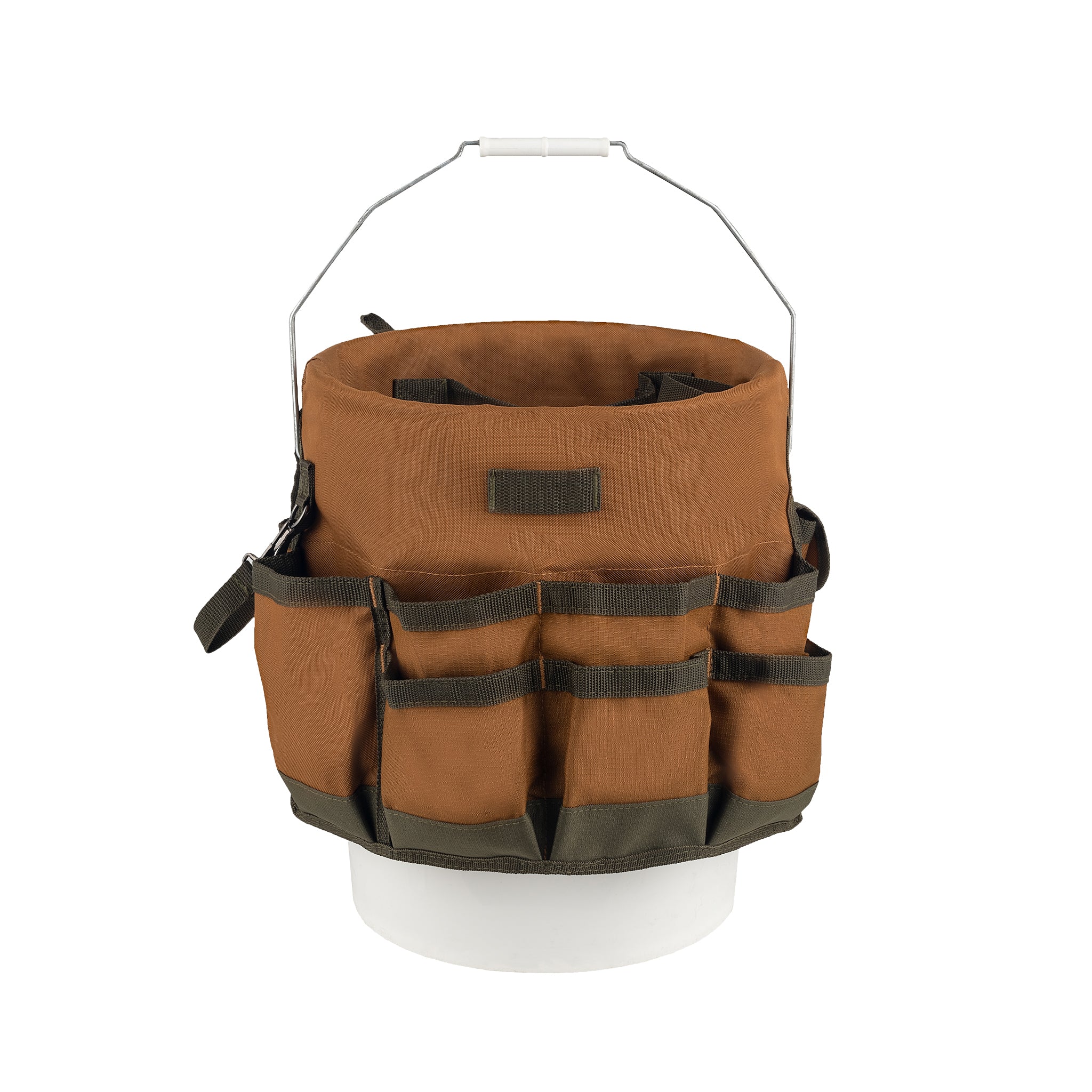 Bucket Boss Gatemouth 12 Tool Bag in BROWN. 60012