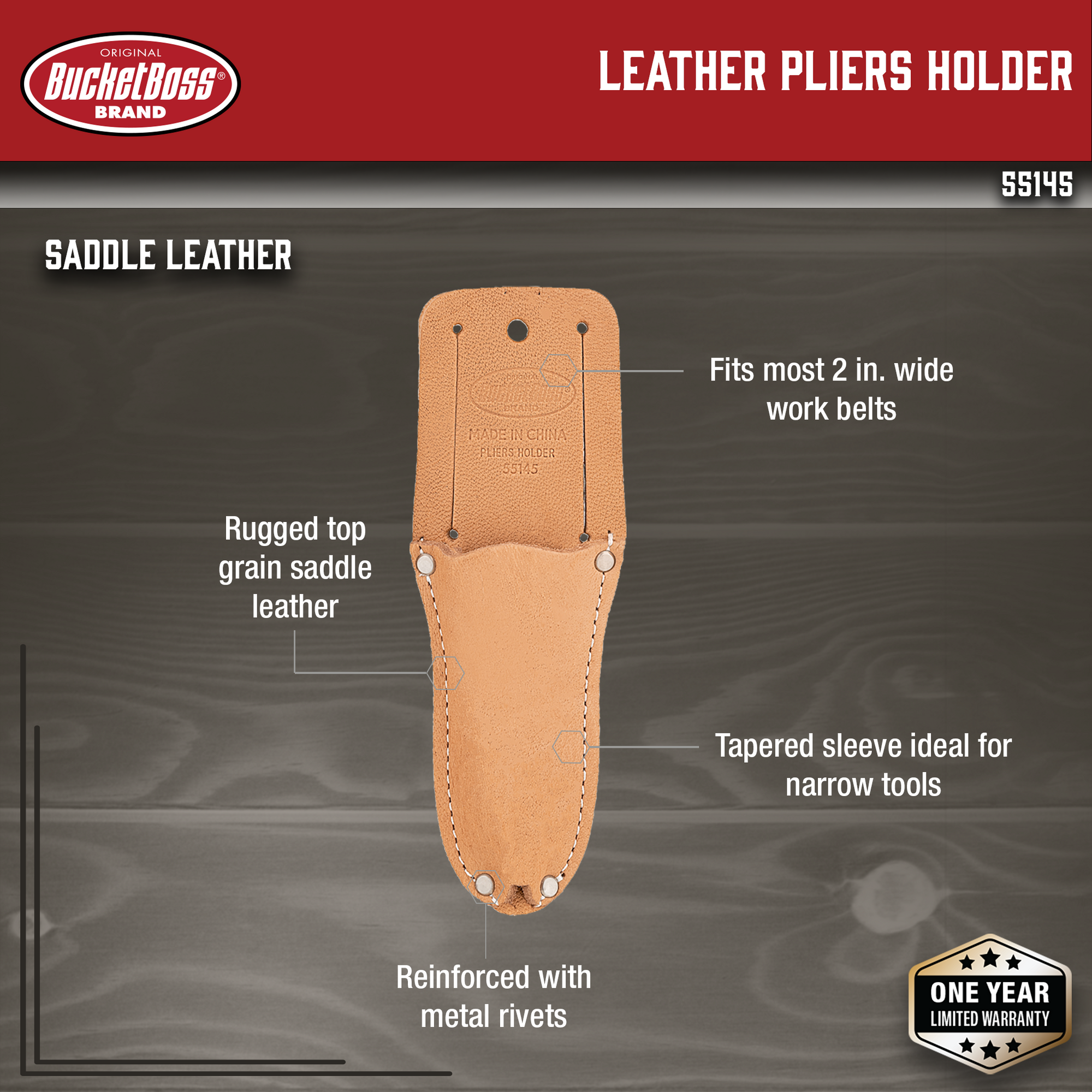 Leather Hybrid Pliers Holder with FlapFit - Bucket Boss
