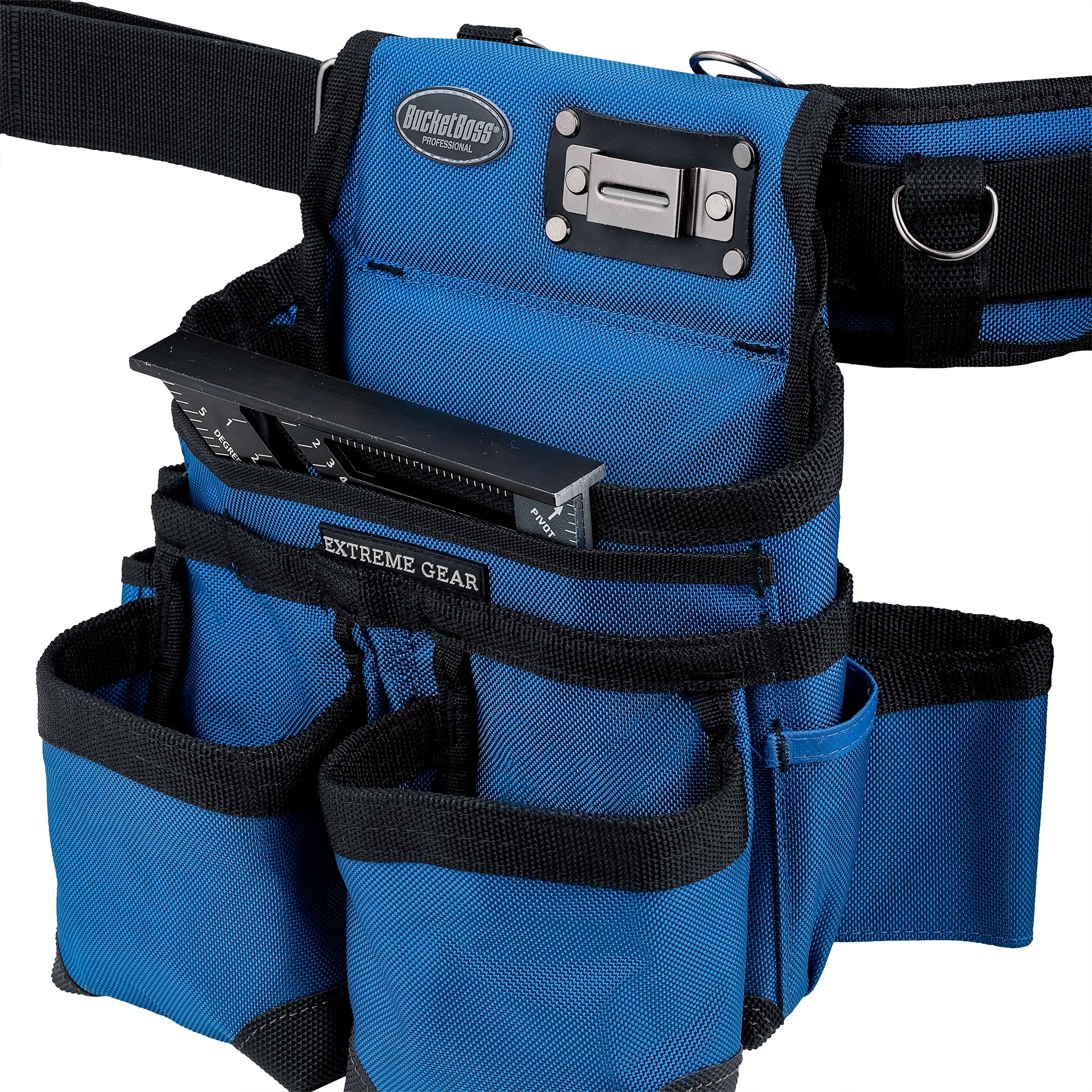 Blue Leather Hybrid 19-Pocket Suspension Rig - Bucket Boss