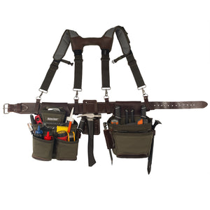 Bucket Boss 55505-RB Leather Hybrid Tool Belt with Suspenders-Blue.