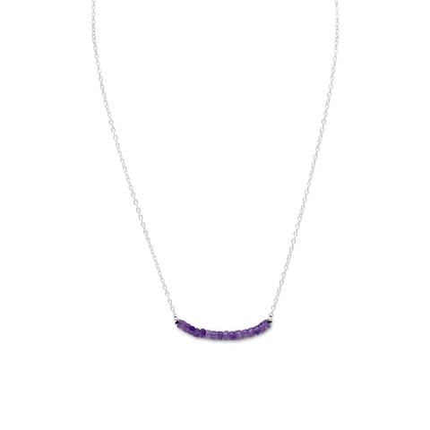 Fine Line Amethyst Bead Sterling Silver Necklace