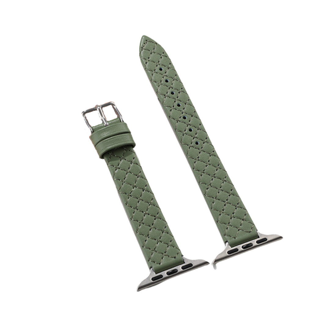 Image of Sage Green Patterned Leather Apple Watch Band