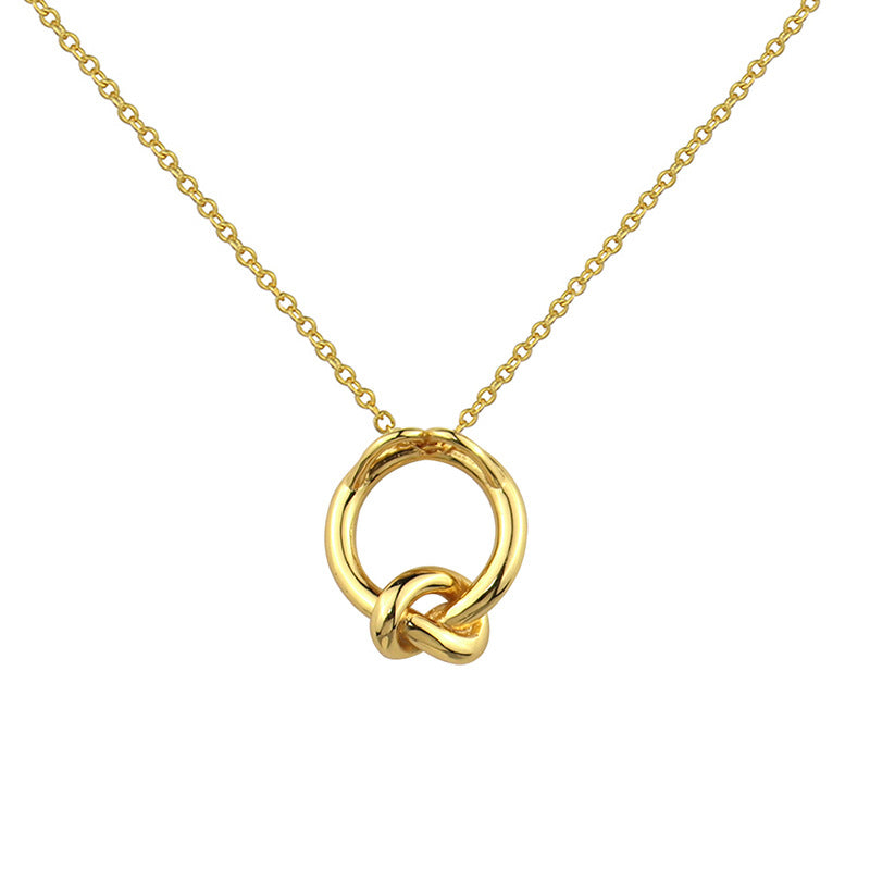 Knotted Circle Pendant Necklace - 18K Gold or Sterling SIlver