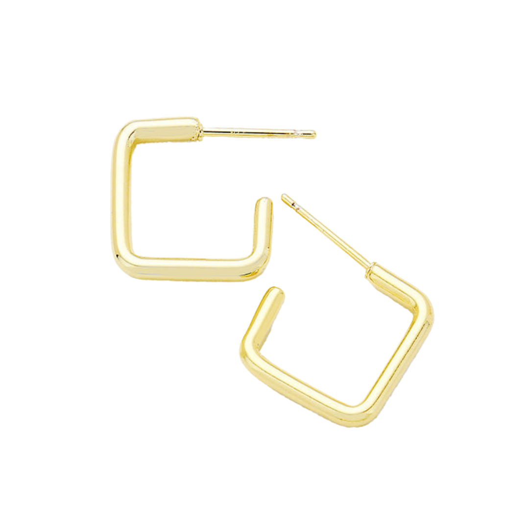 Image of Square Hoop Earrings - 14K Gold