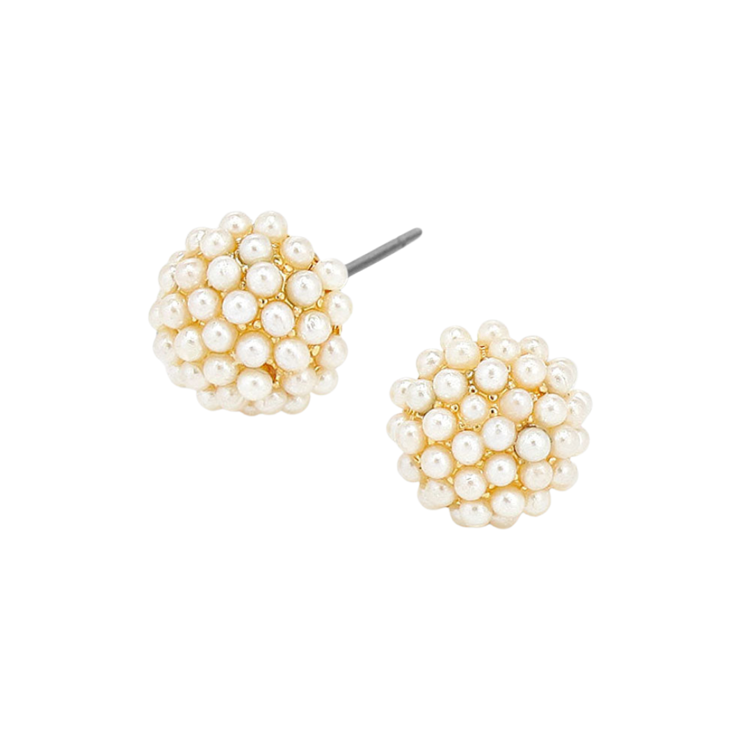 Pearl Studded Studs - Gold