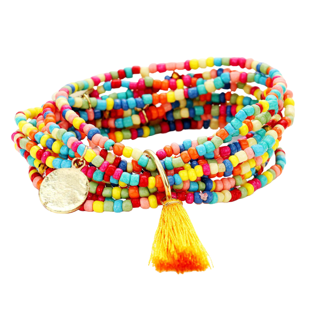 Multi-Color Bead Stretch Bracelet