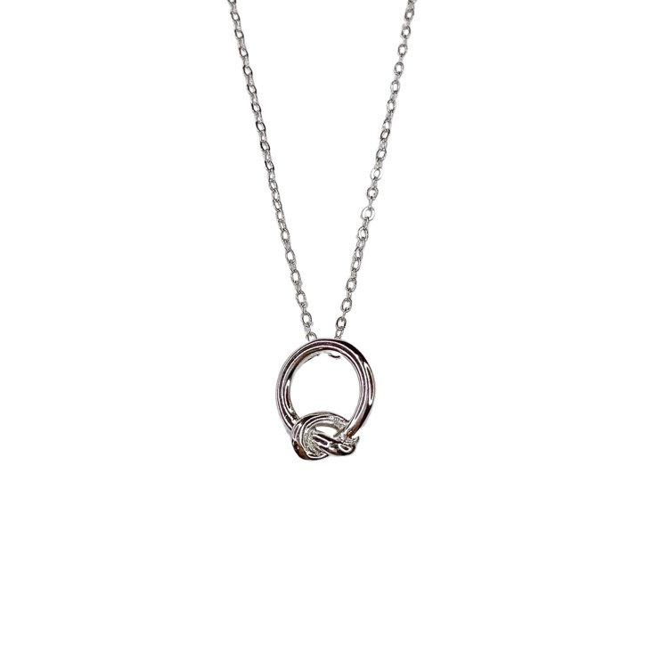 Silver Knotted Circle Pendant Necklace - Sterling Silver