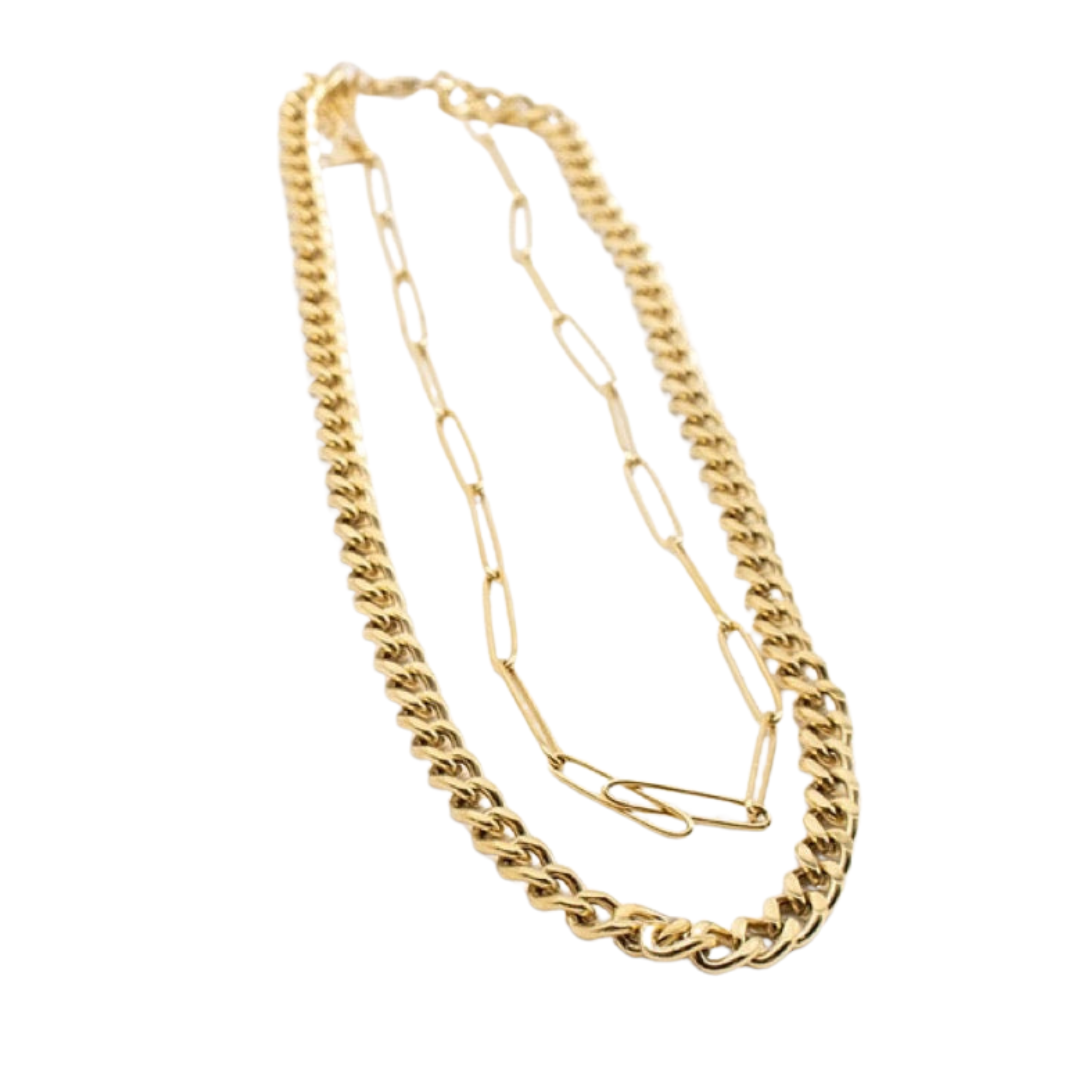 Image of Layered Paperclip Cuban Necklace - 18K Gold 