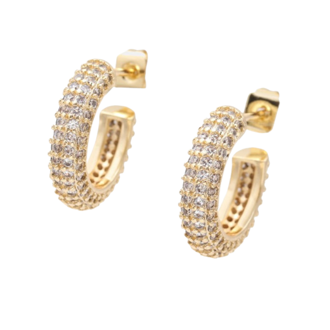 Image of Pave Hoops - 18K Gold Plated