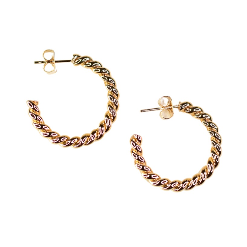 Image of Gold Braided Hoops - 14K Gold