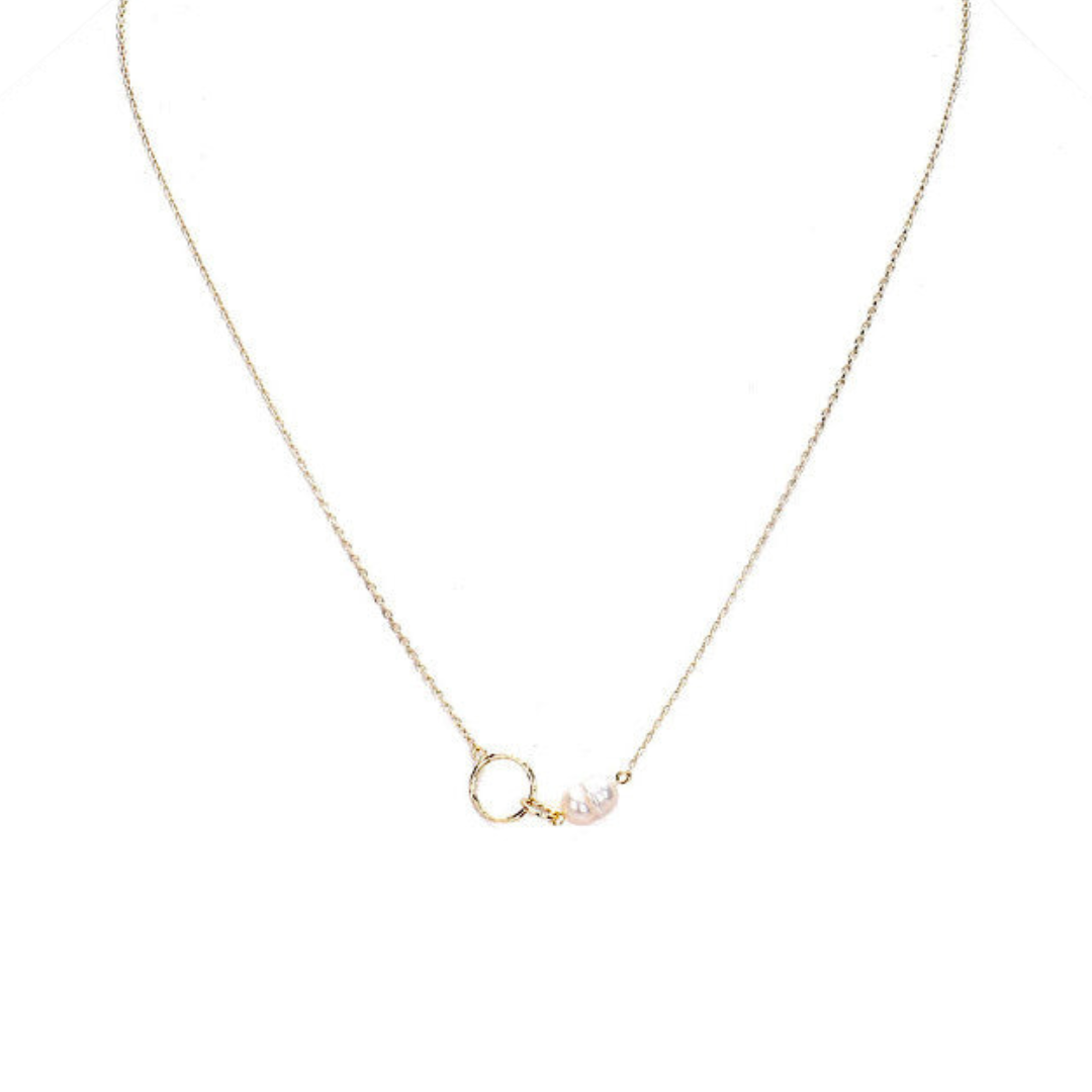 Image of Claire Freshwater Pearl Open Circle Pendant Necklace