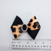Faux Leather animal print Bow