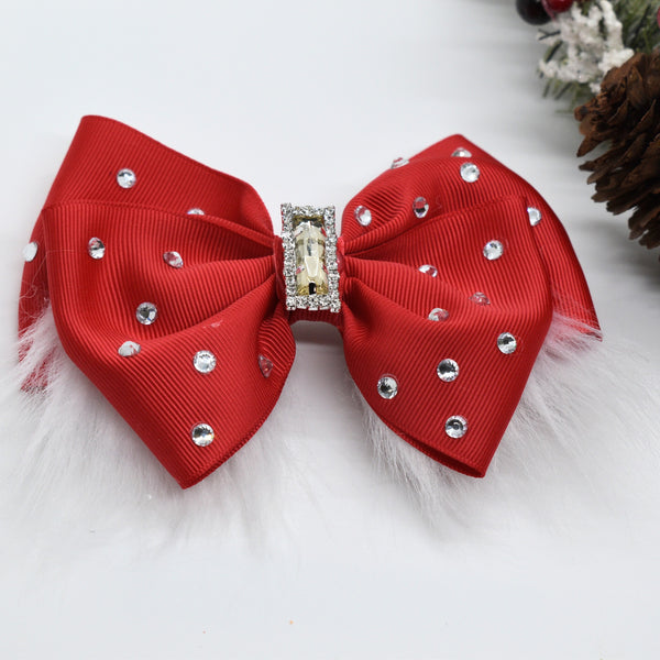 Red Christmas Hair Bow —