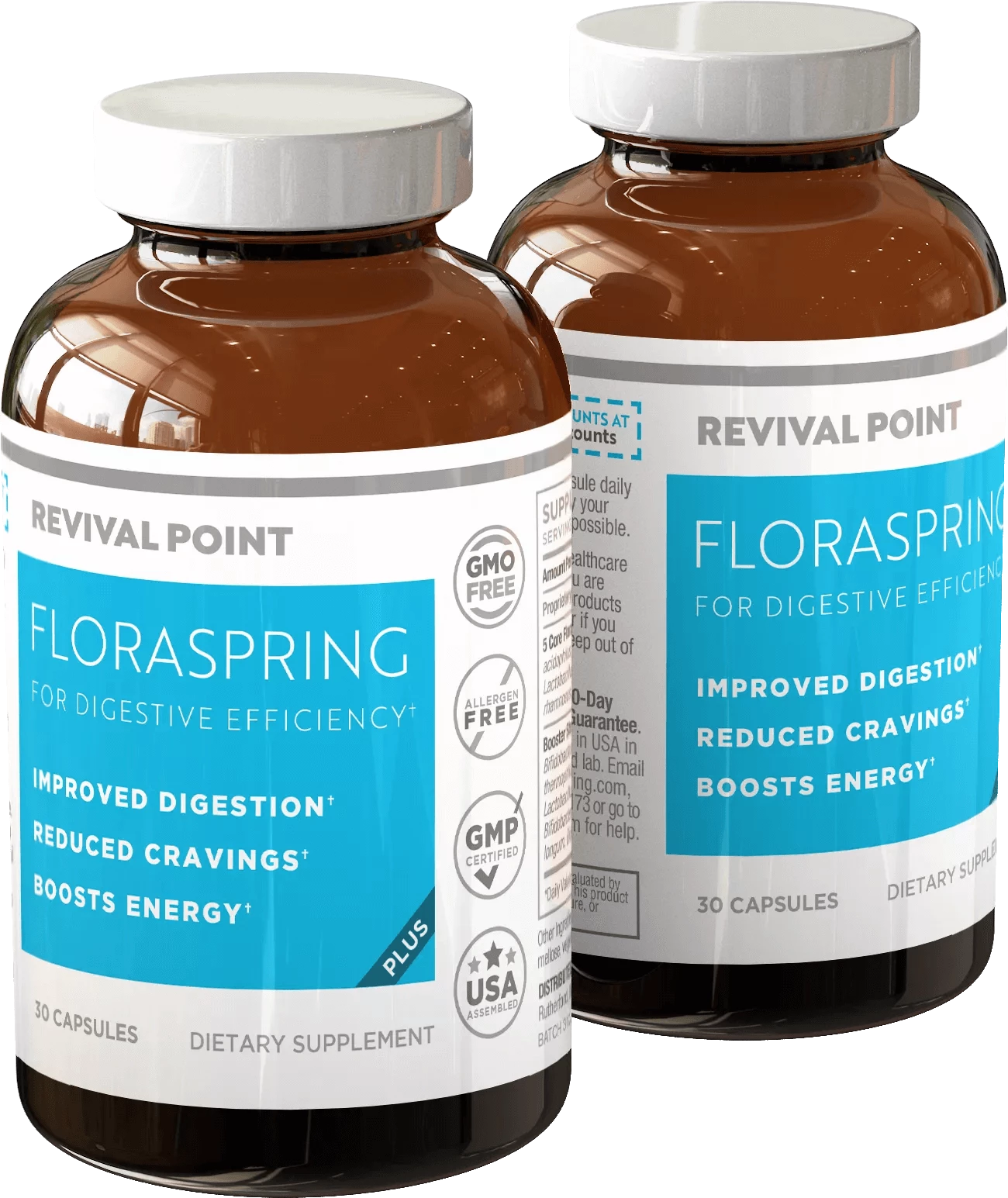 two floraspring supplement bottles