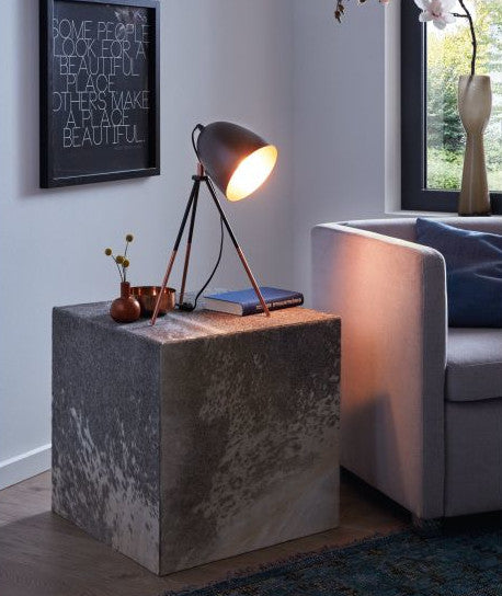 A table lamp with a warm colour temperature.