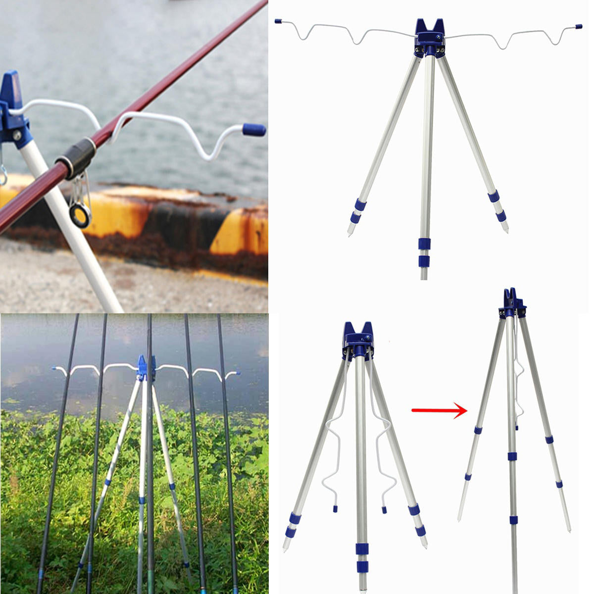 Retractable Fishing Bracket Tripod Aluminum Foldable Fishing Rod