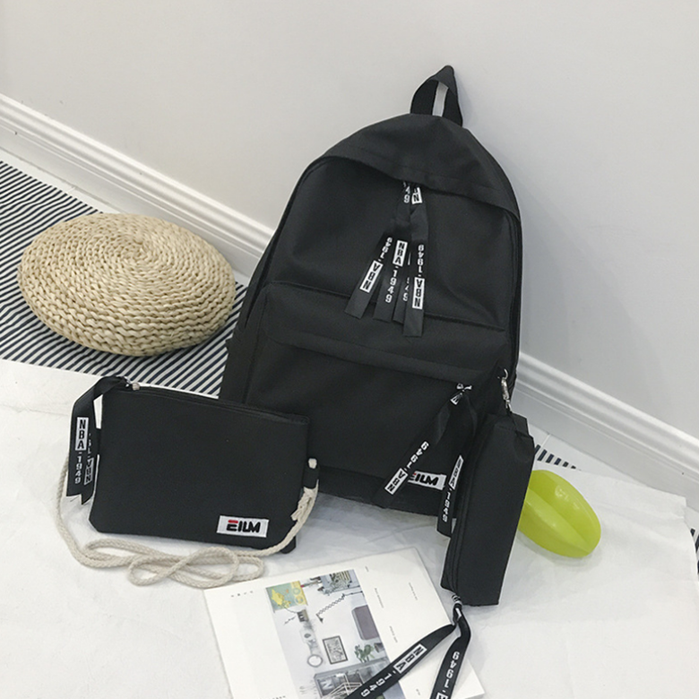 3 Pcs/Set Women Nylon Backpack Crossbody Bag Pencil Case Waterproof Teenage Girls School Stationery Supplies