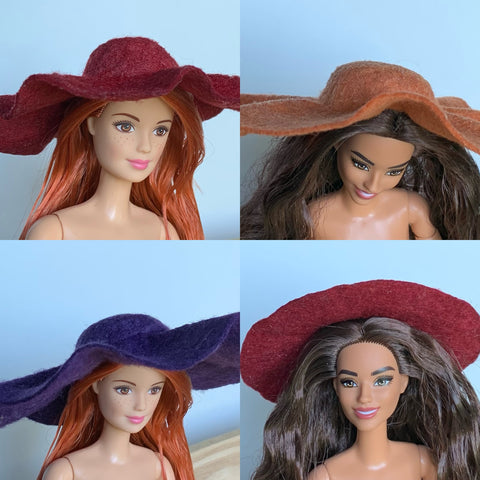 Models wearing the miniature felt hats