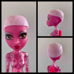 Completed Wig Cap - Front, Side, and Back View