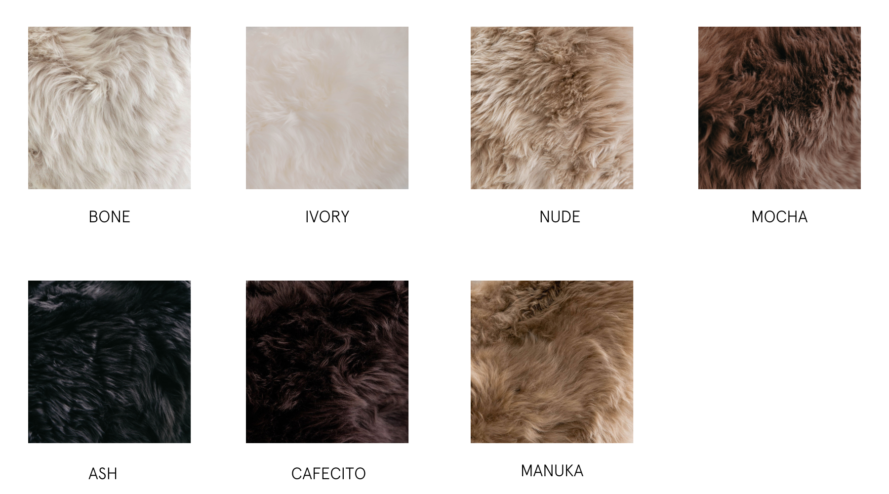 Long Wool sheepskin colours HUXFORD GROVE