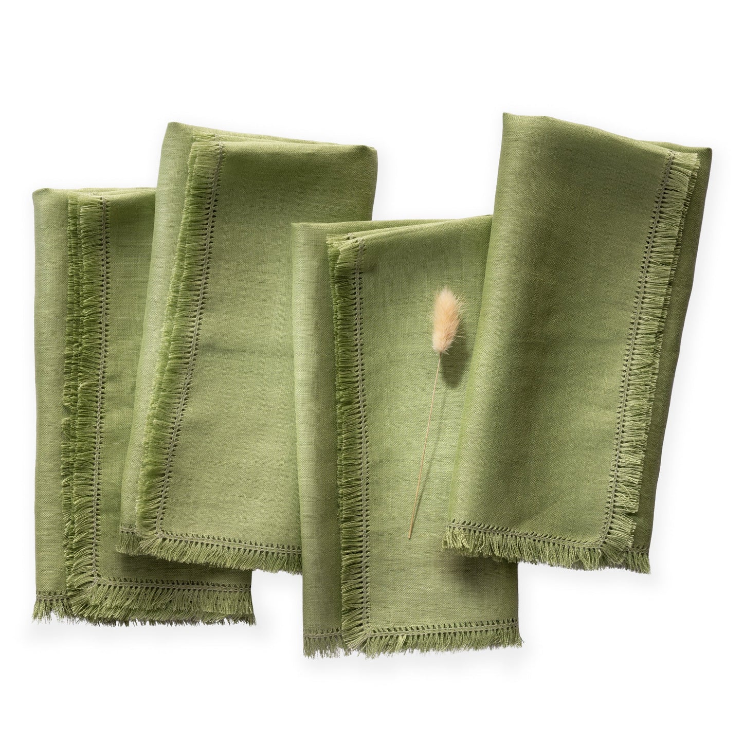 Green Ruffled Cloth Napkins Bulk, Linen Napkins Set, Small Cloth Napkins  14x14 Size, Table Runner 