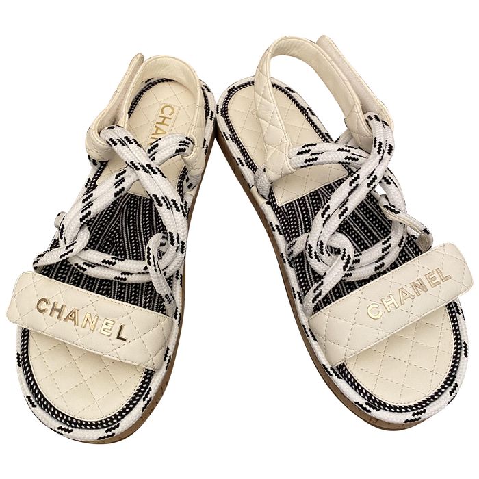 Chanel 20S Cord Lambskin Quilted Logo Sandals – Caroline's Fashion Luxuries