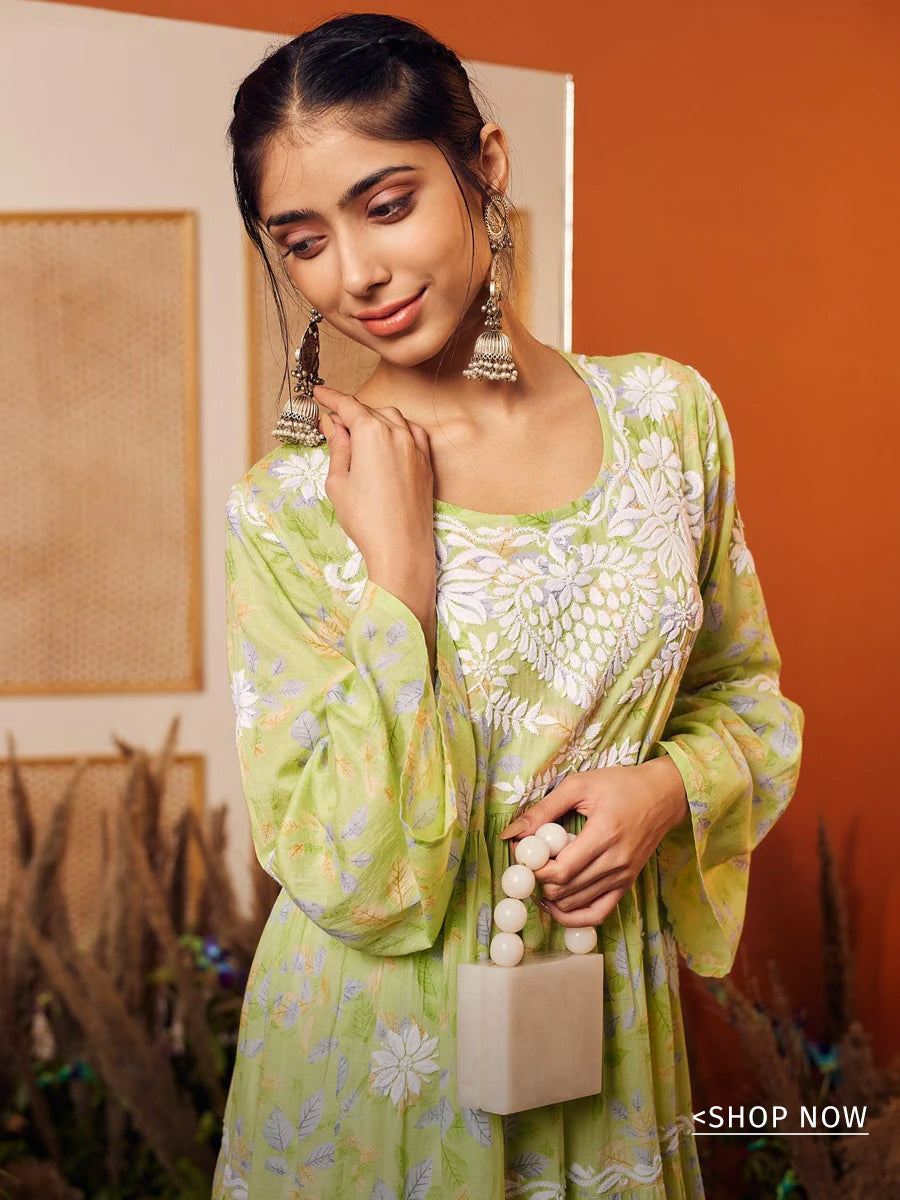 Beige Embroidered Chikankari Kurta