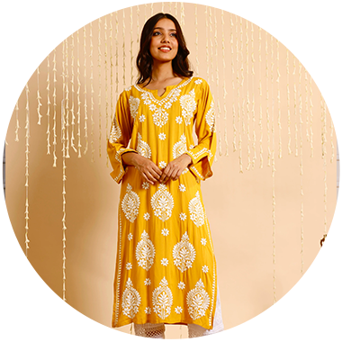 Arti Chauhan in HOK Chikankari Anarkali Kurti for Women - Beige - House Of  Kari (Chikankari Clothing)