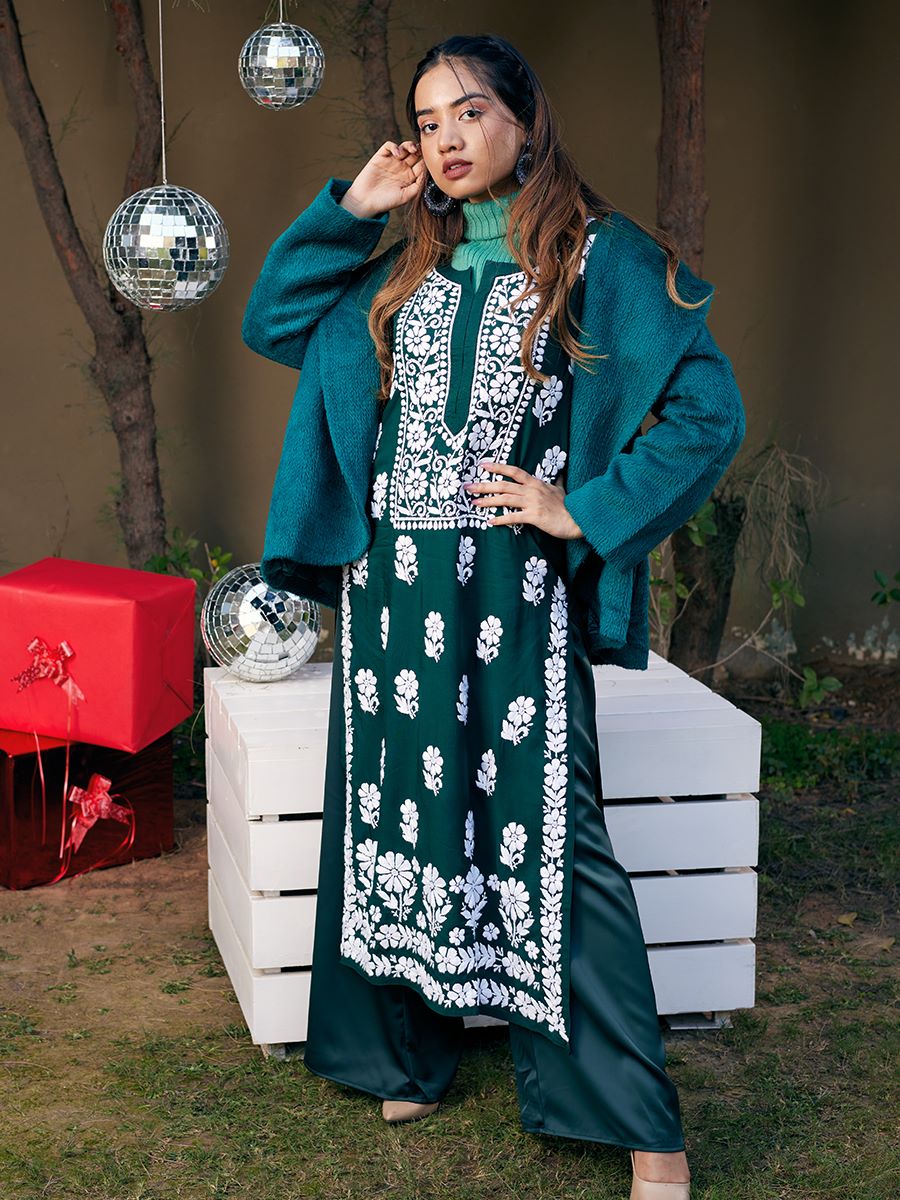 Style Prezone Women's Winter Wear Woolen Black & Yellow Emboidery Kurti for  Winter M Size : Amazon.in: Fashion